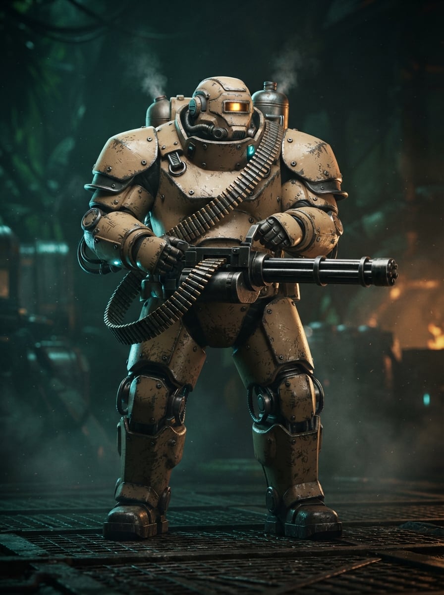 A heavy exo-armour gunner