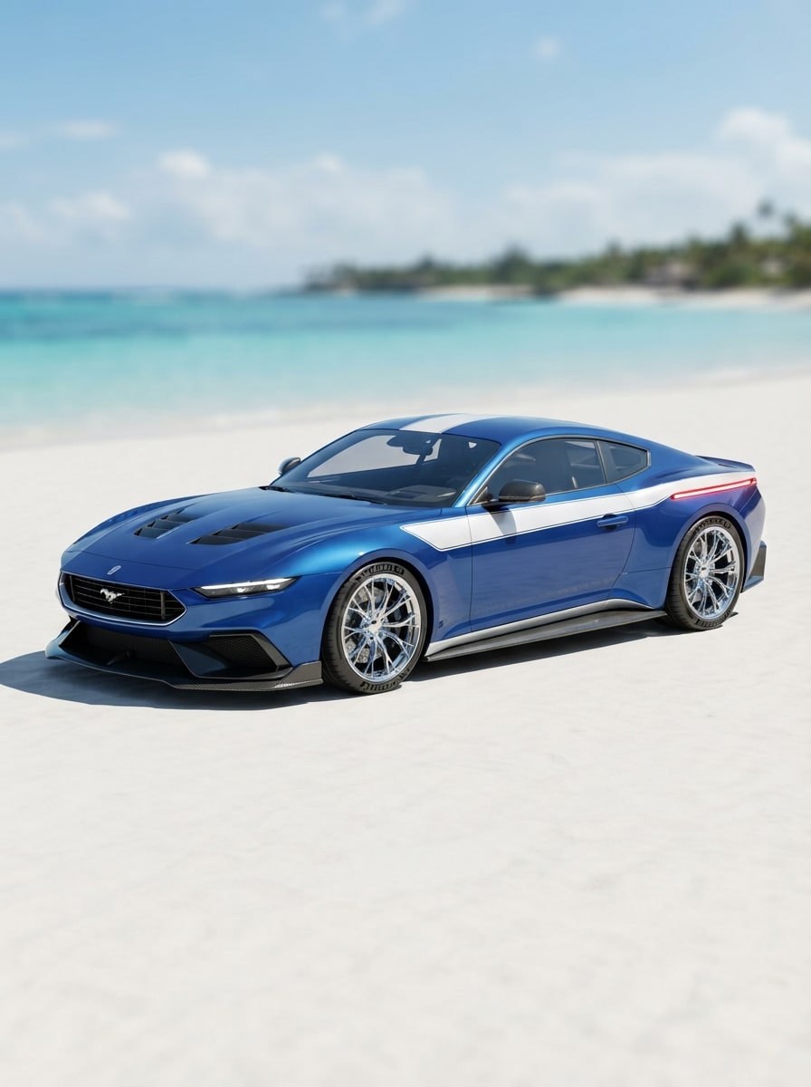 A French-blue racing coupe