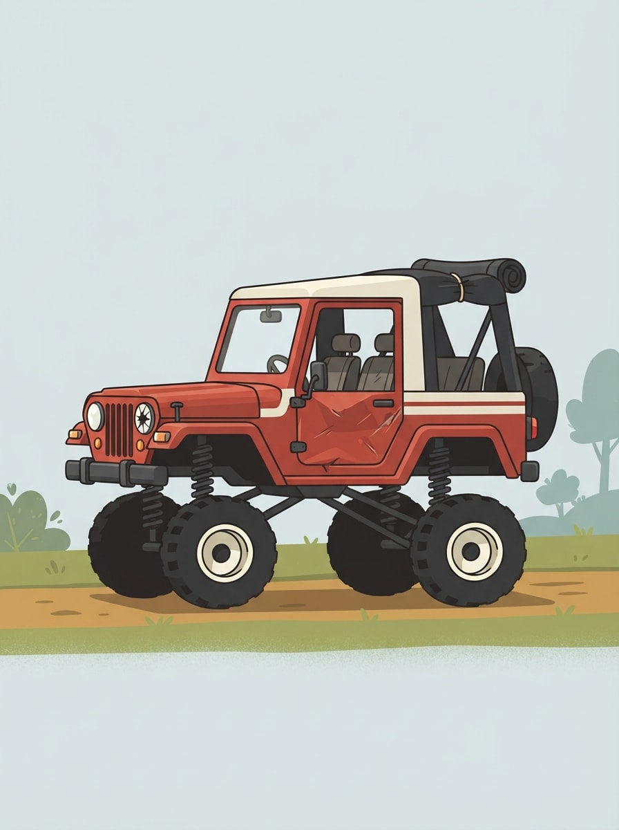 The Dented Red Jeep