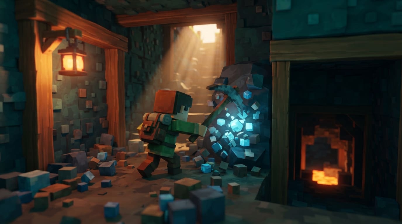 Mine deep for glowing ore