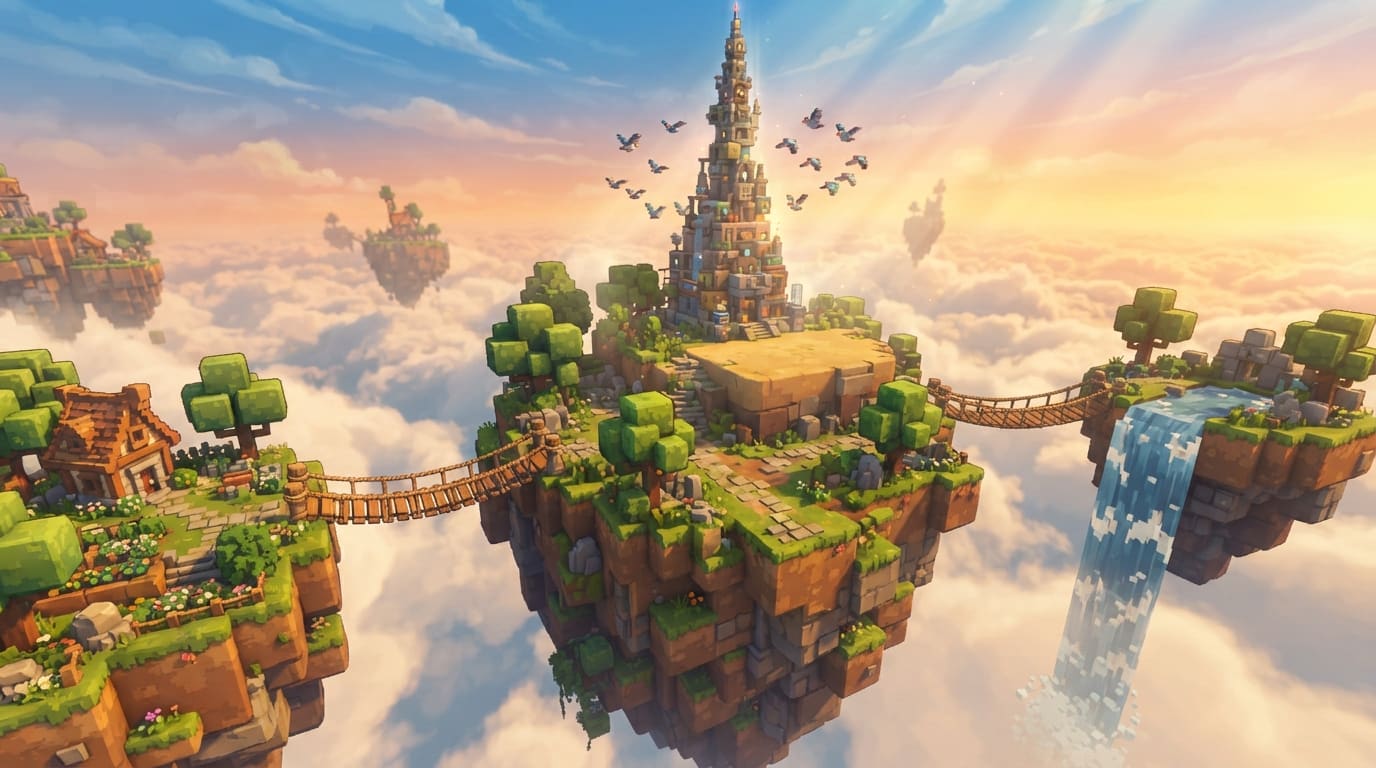 Shattered floating sky isles