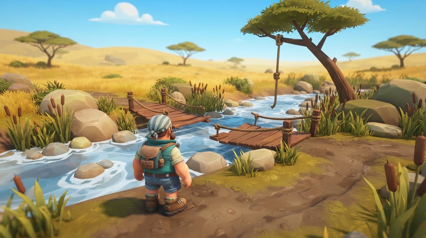 A savanna river crossing