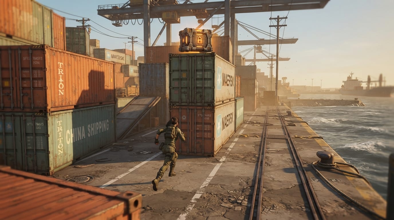 A rusted container port
