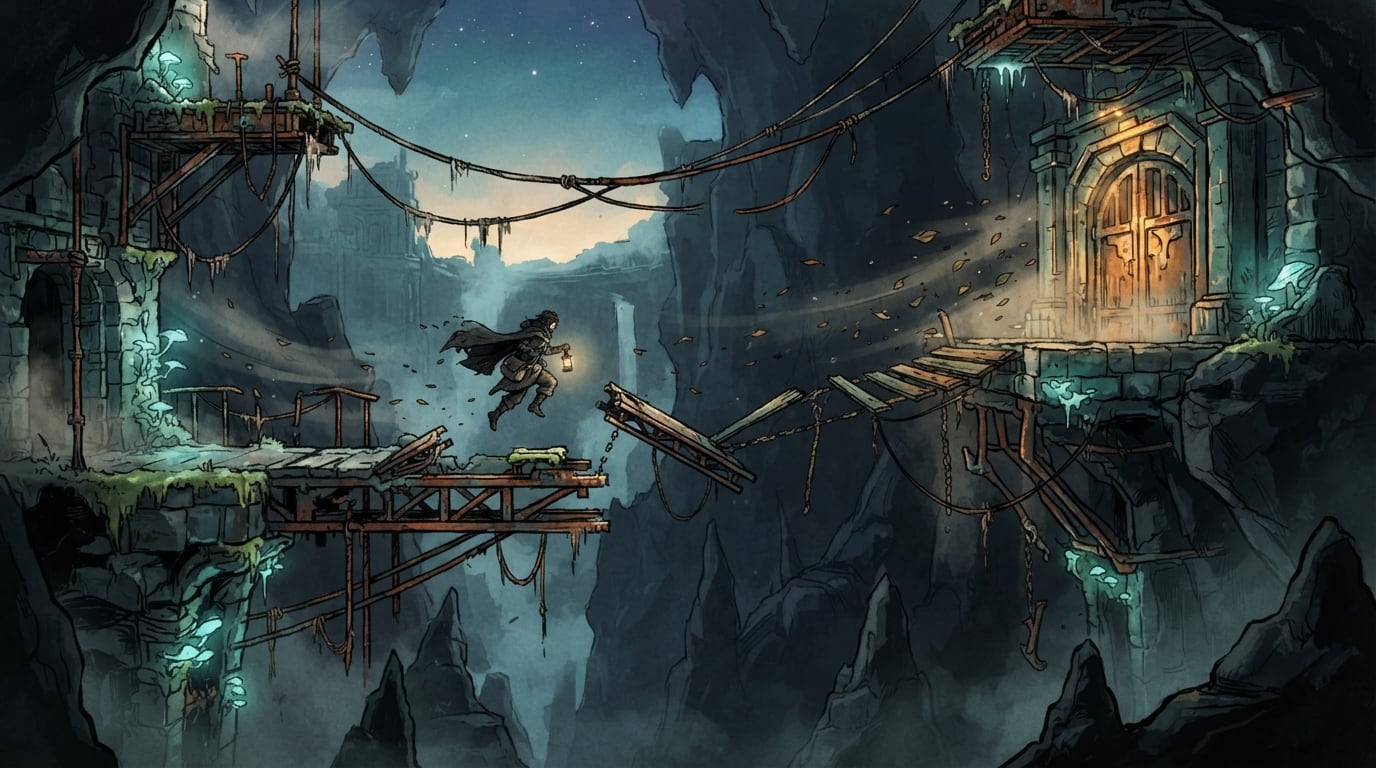 A rusted sky bridge