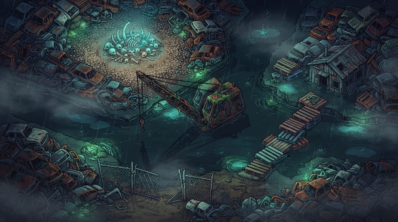 Un pantano de chatarra oxidada