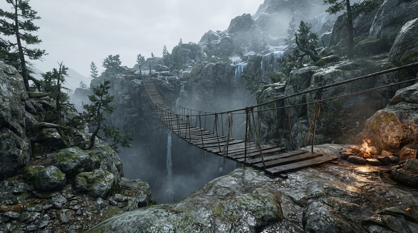 Passo da ponte suspensa