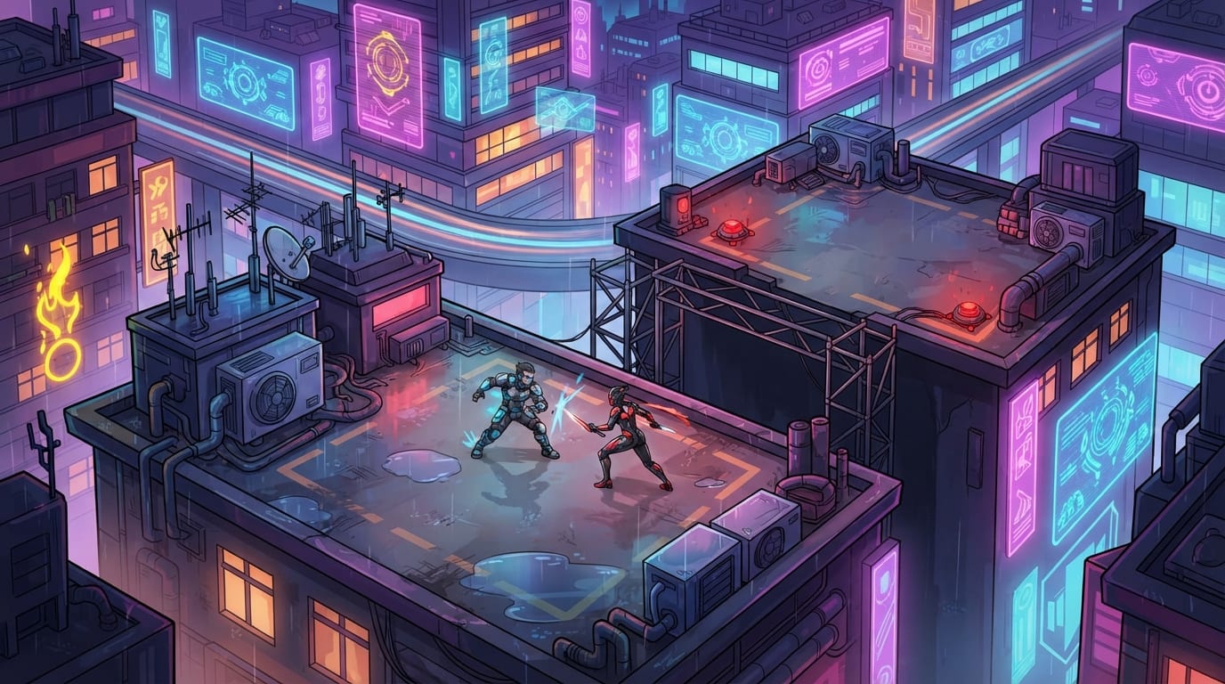 Ciudad neón de duelo