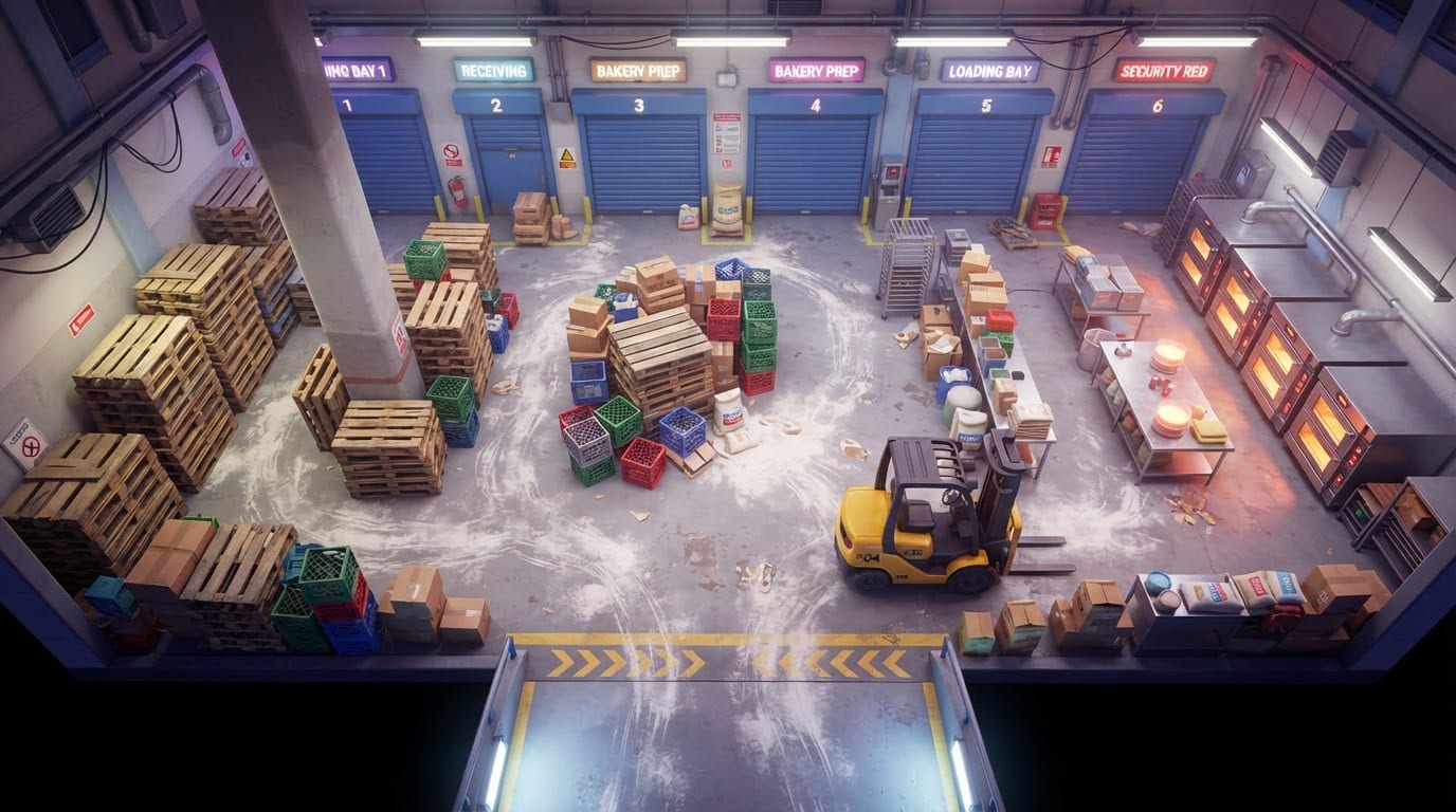 A flour-dusted loading dock