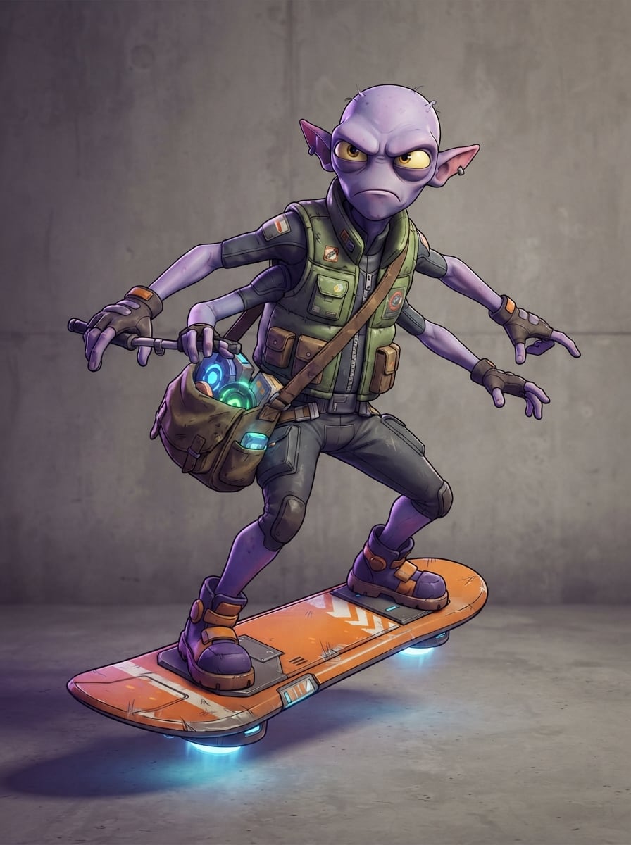 Grumpy Alien Skate Courier