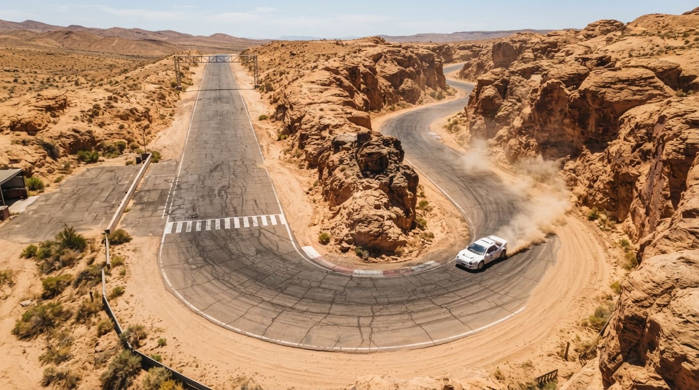 A sun-bleached desert canyon