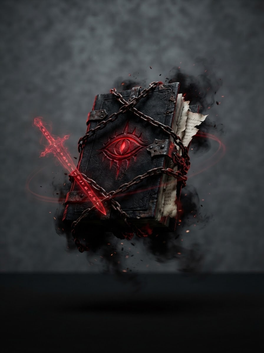 A chained floating grimoire