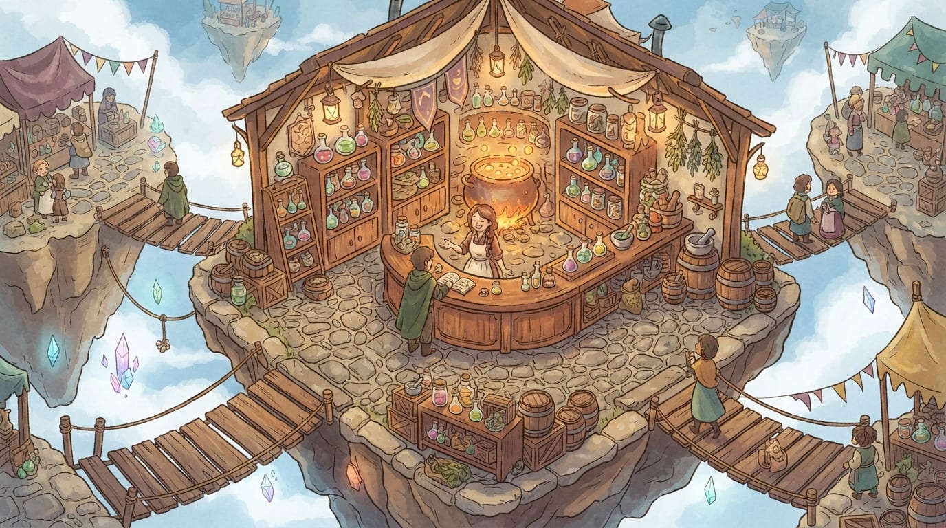 A floating island market
