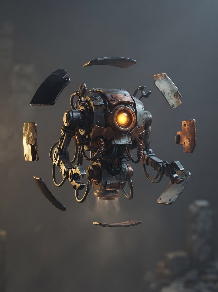 A salvage drone that stacks forms