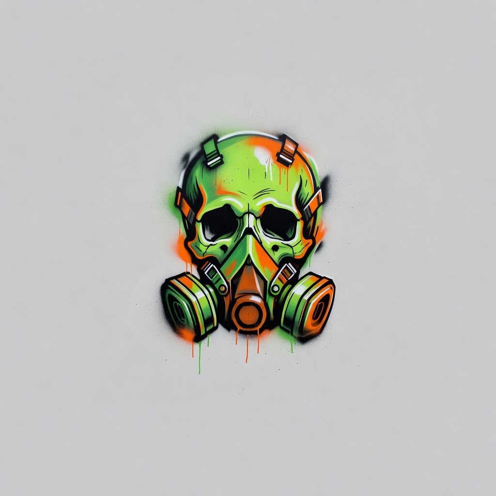 Graffiti Mural Gas Mask Skull