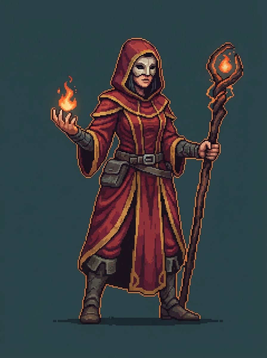 A staff-wielding fire mage