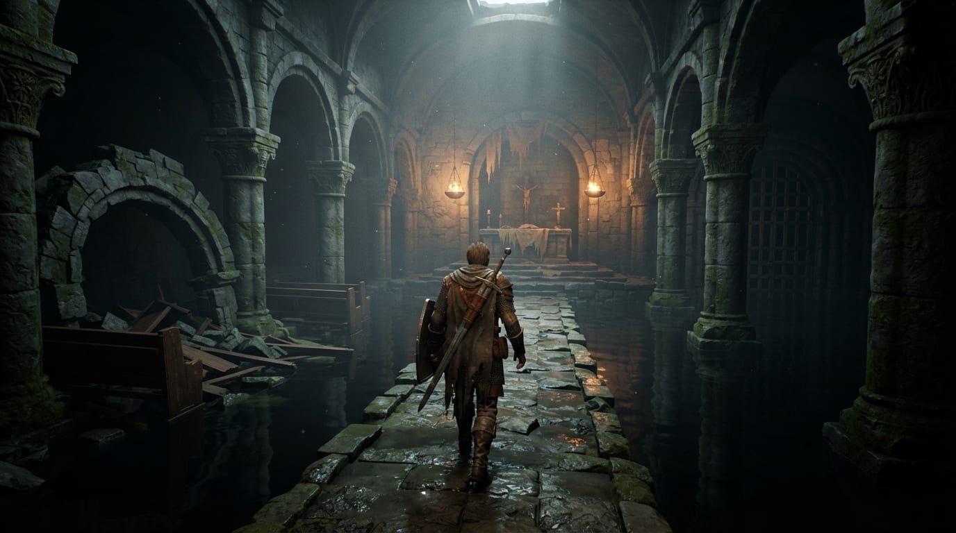 A drowned monastery crypt