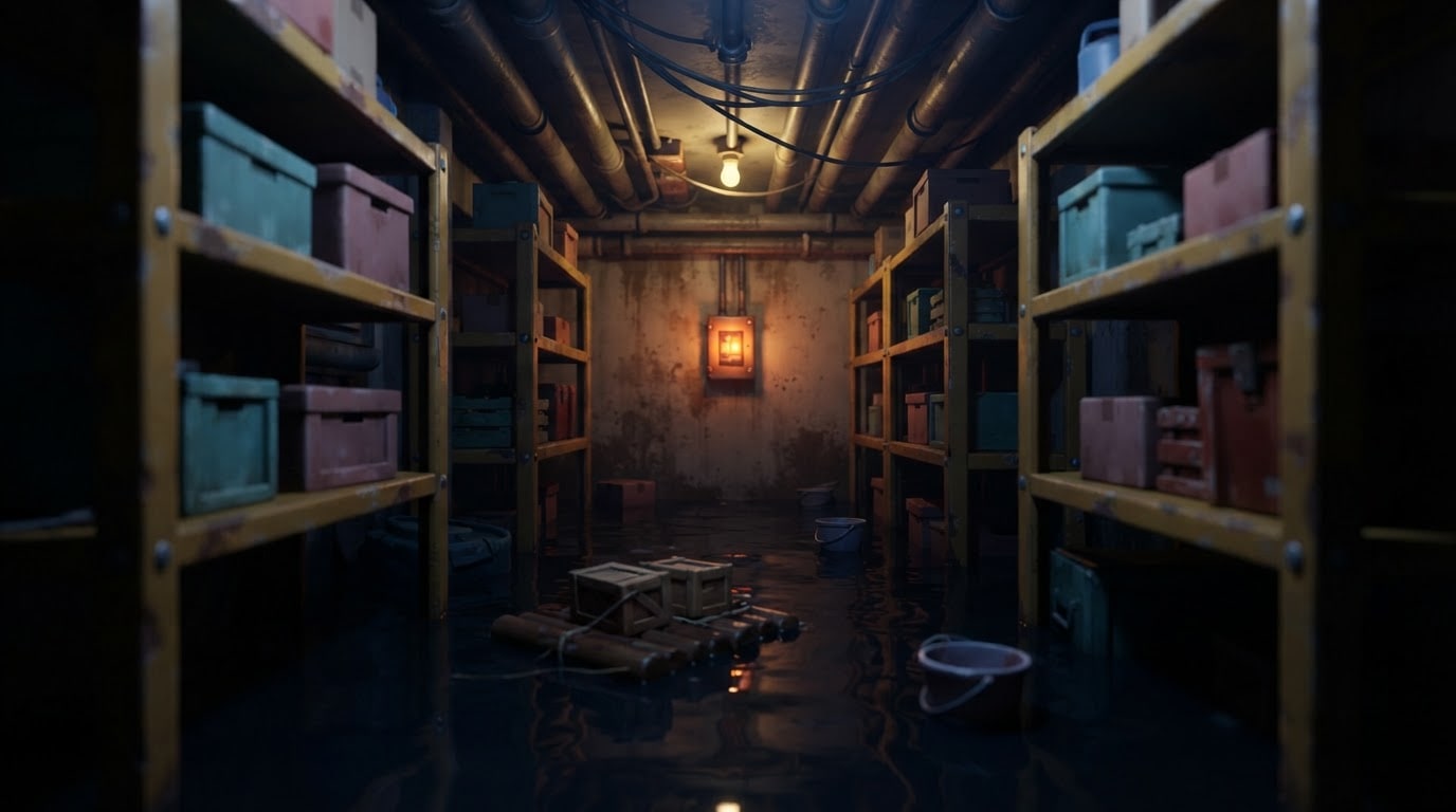 A flooded basement maze