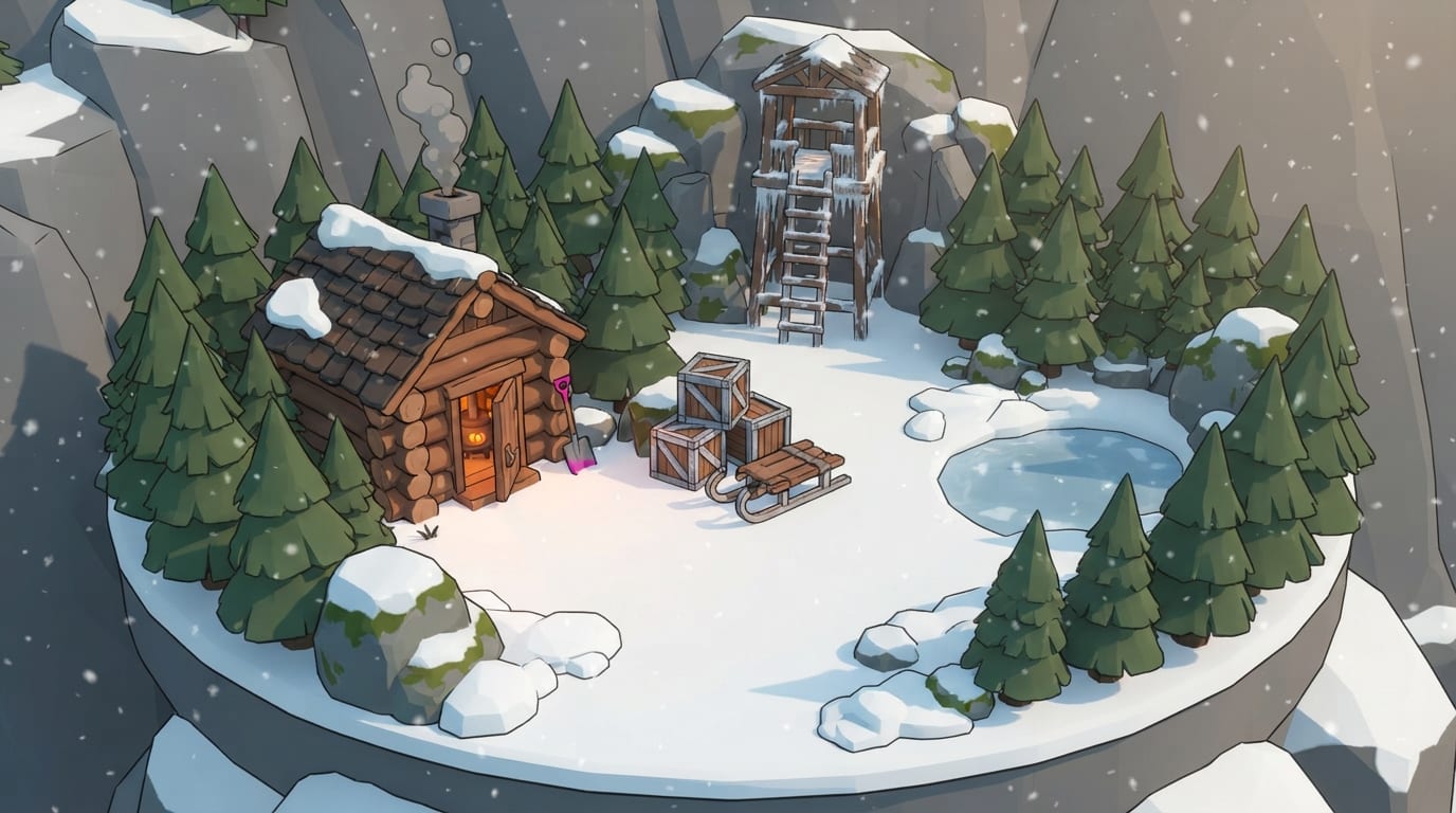 A Snowbound Mountain Outpost