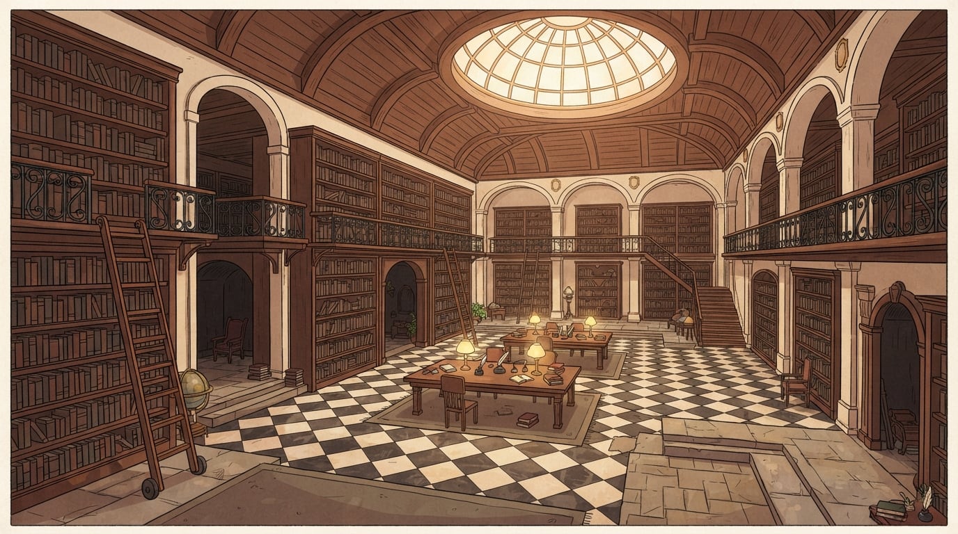 A Grand Marble Library Hall