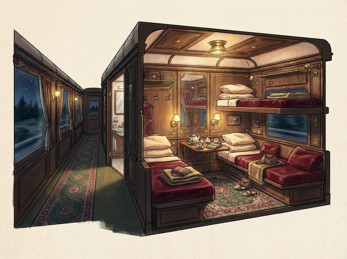 A Luxury Sleeper Train Carriage