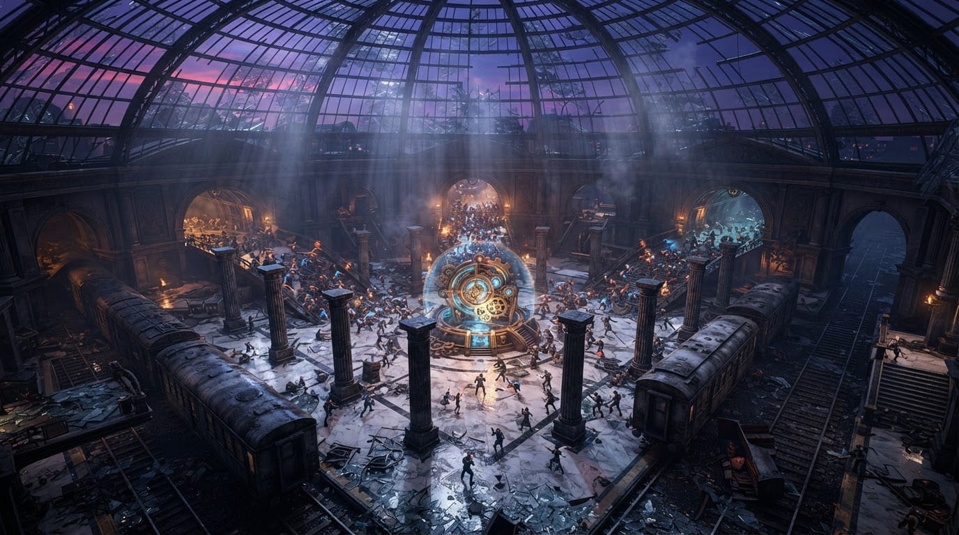 A glass-domed station