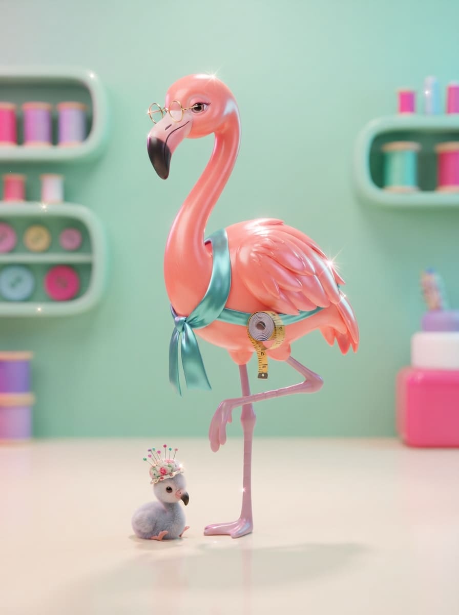 A flamingo fashion professor
