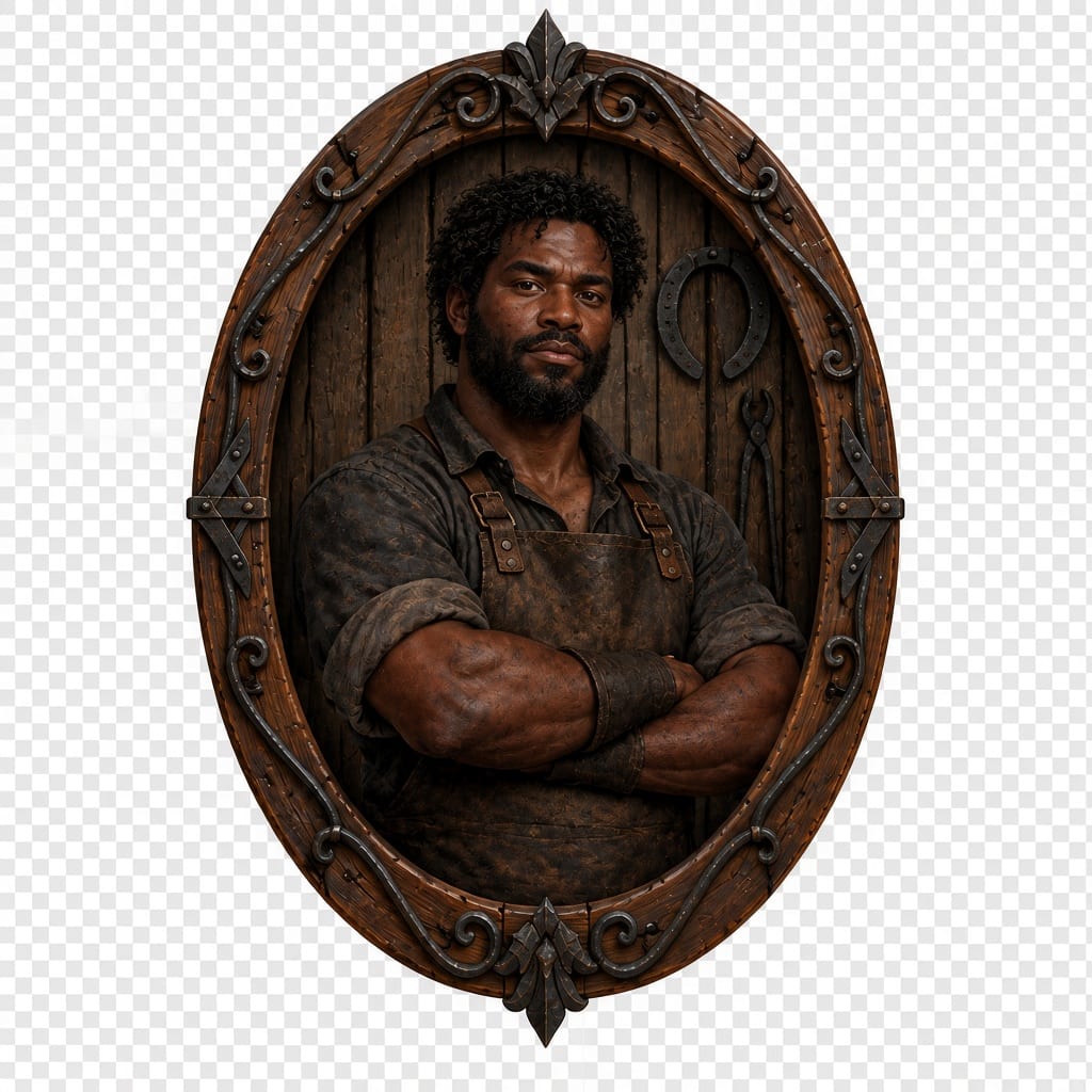 This portrait, in his wooden frame,