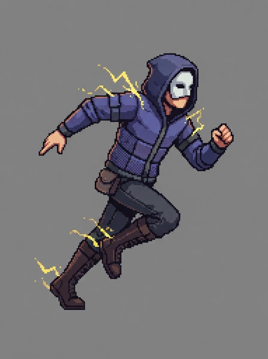 A masked lightning courier