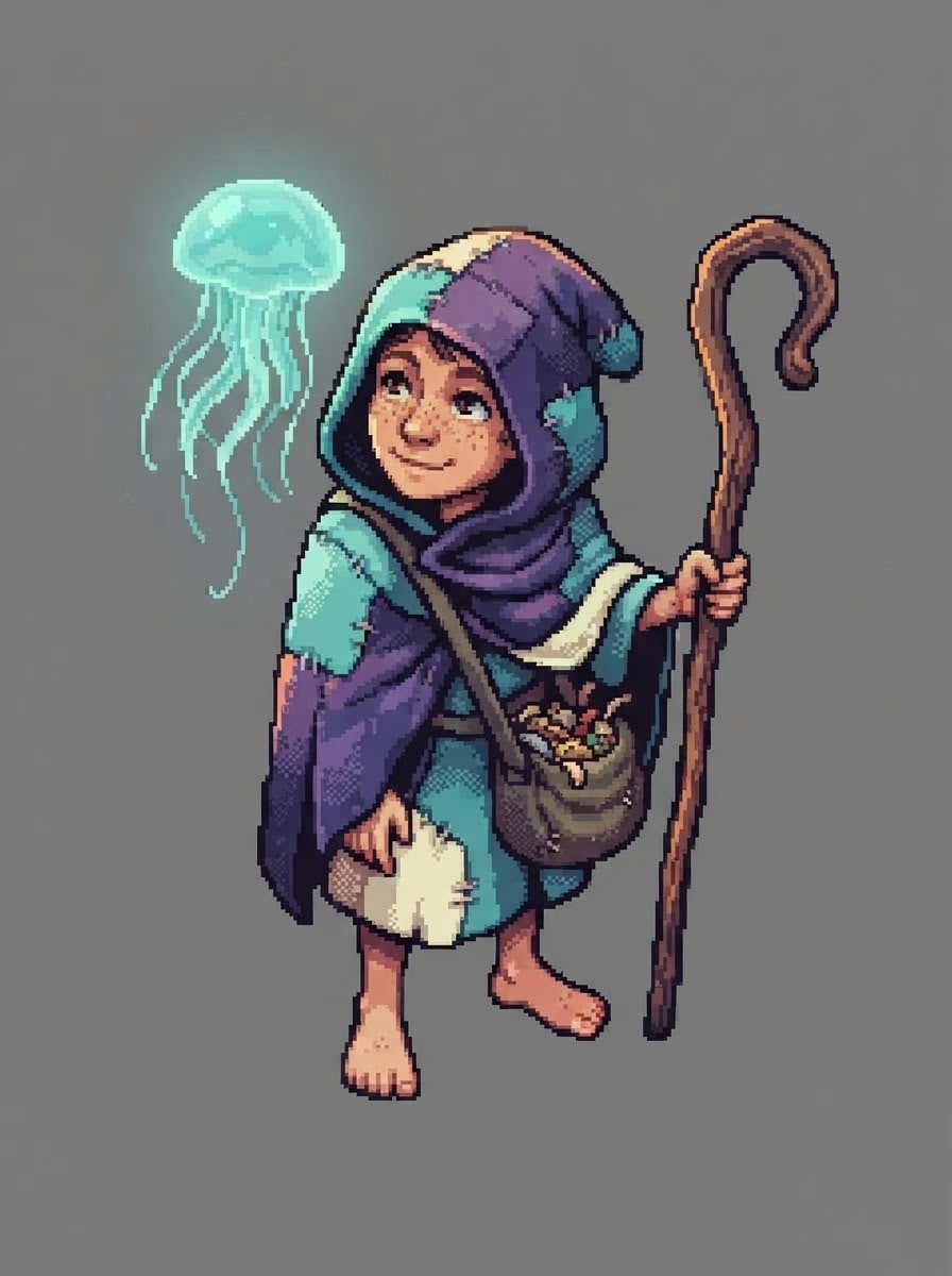 A small hooded beast-whisperer
