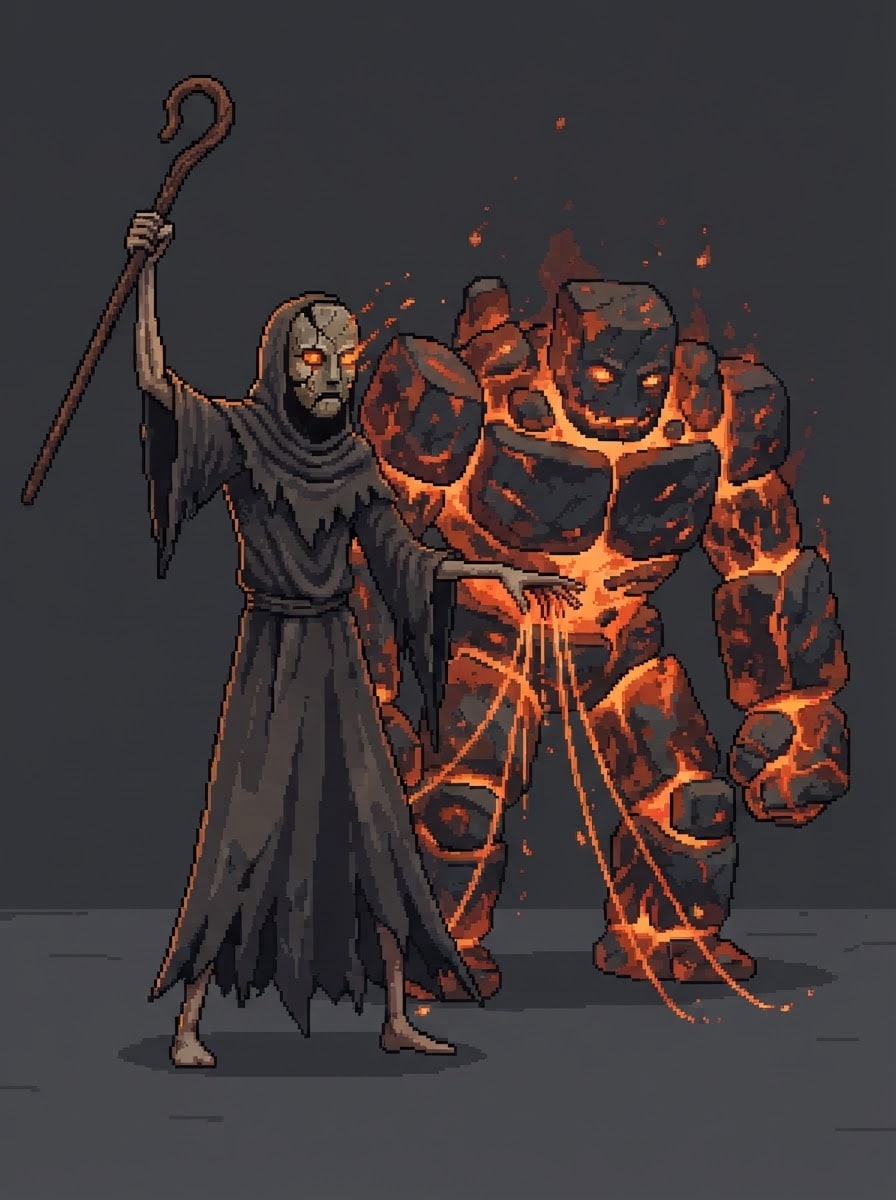 An ashen colossus-shepherd