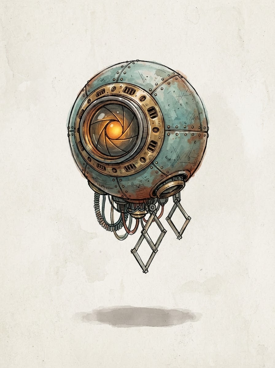 A floating lens-headed surveyor