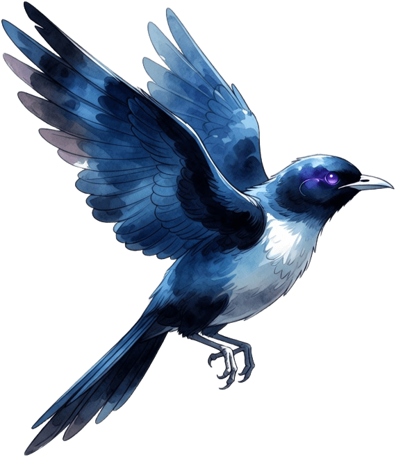 Blue Mourning Bird - Jump Pose