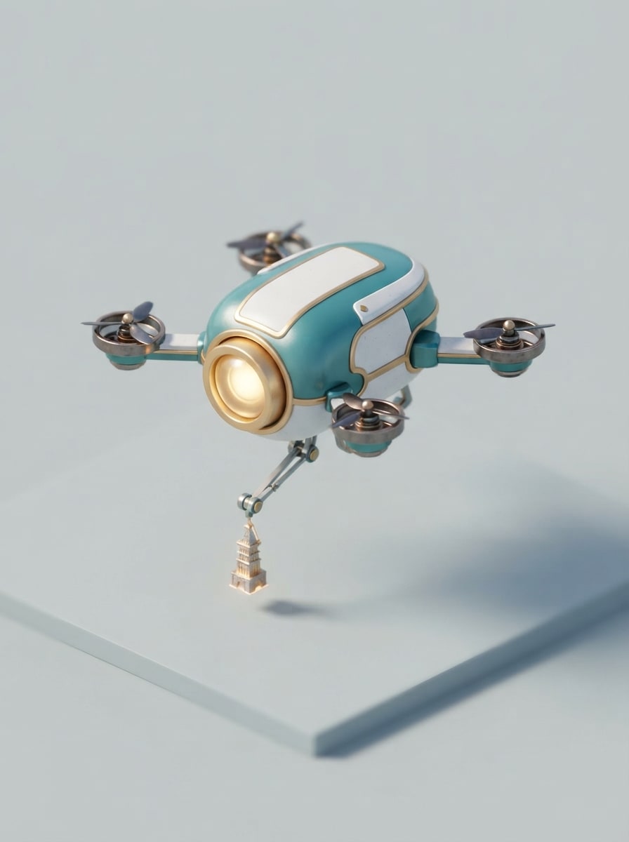 A teal build drone
