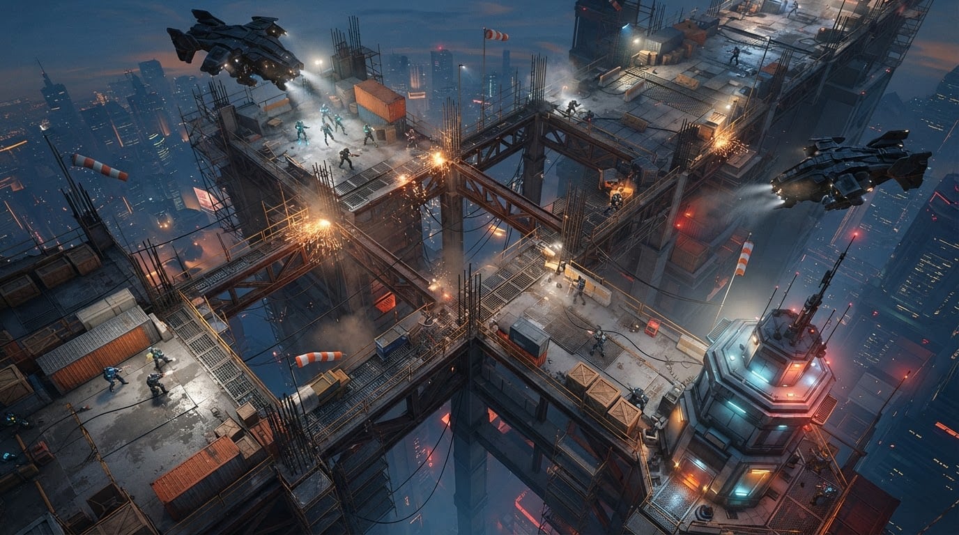 Skybridge construction yard