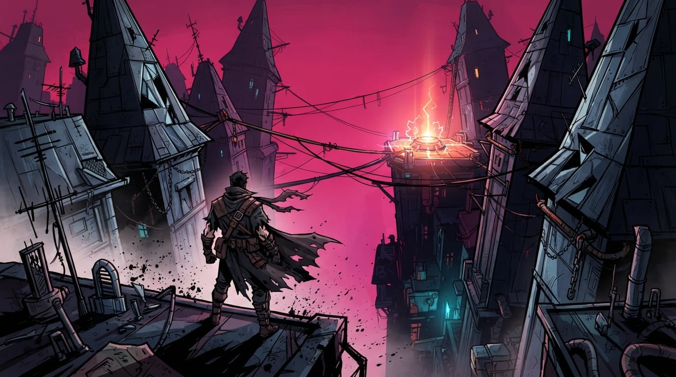 A rooftop shard canyon
