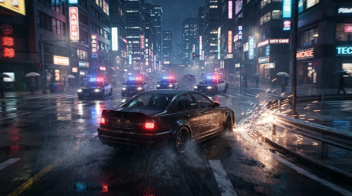 Evade police through downtown