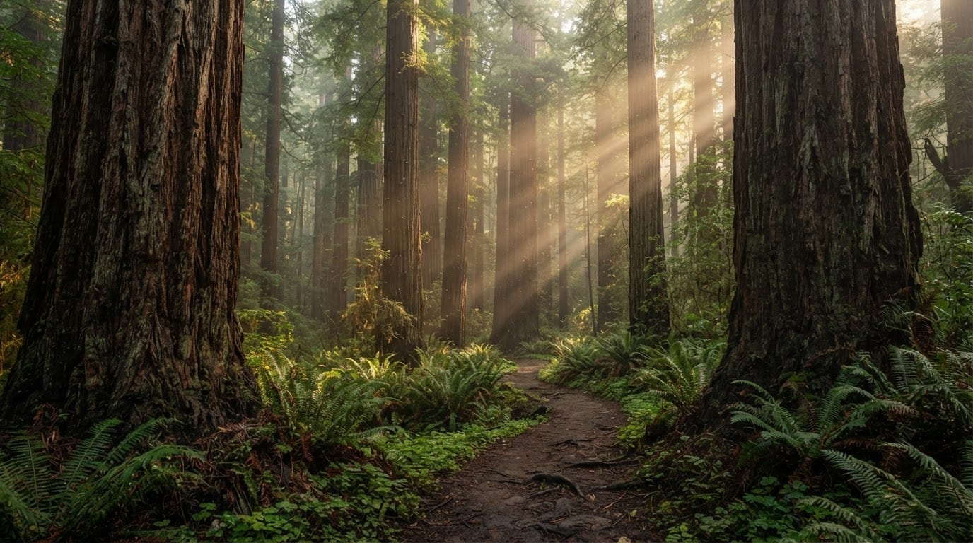 The Redwood Park, Sunlit and Vast