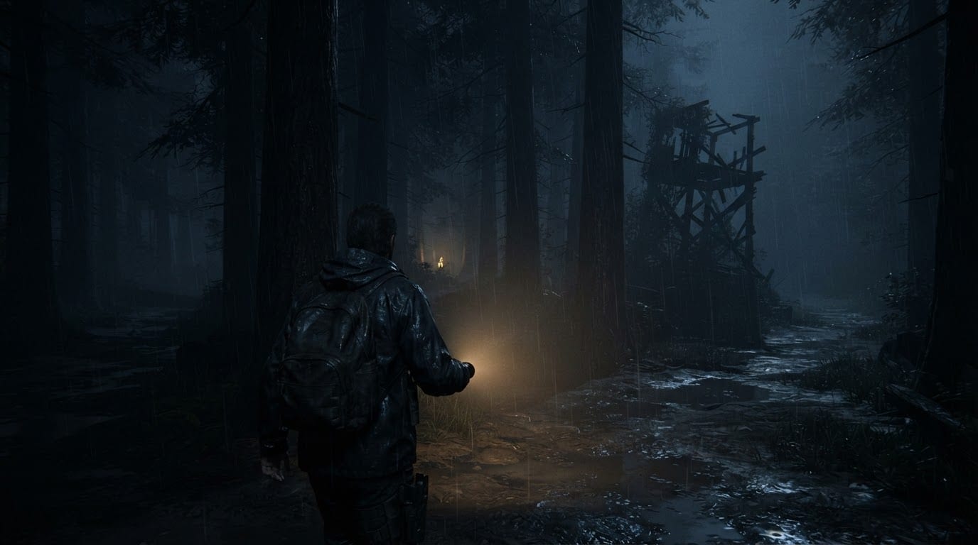 Black Pine Forest at night