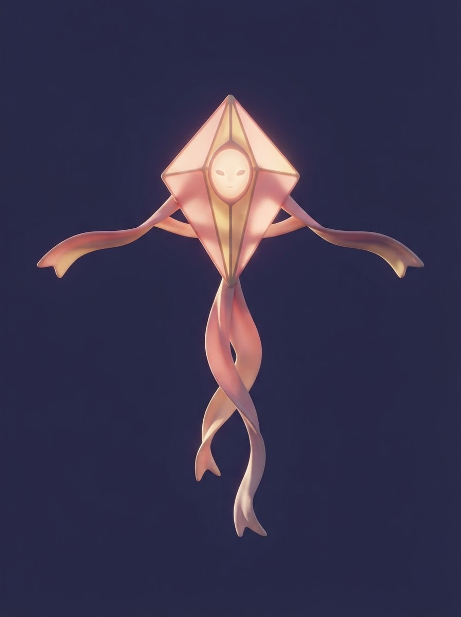 A luminous silk kite spirit