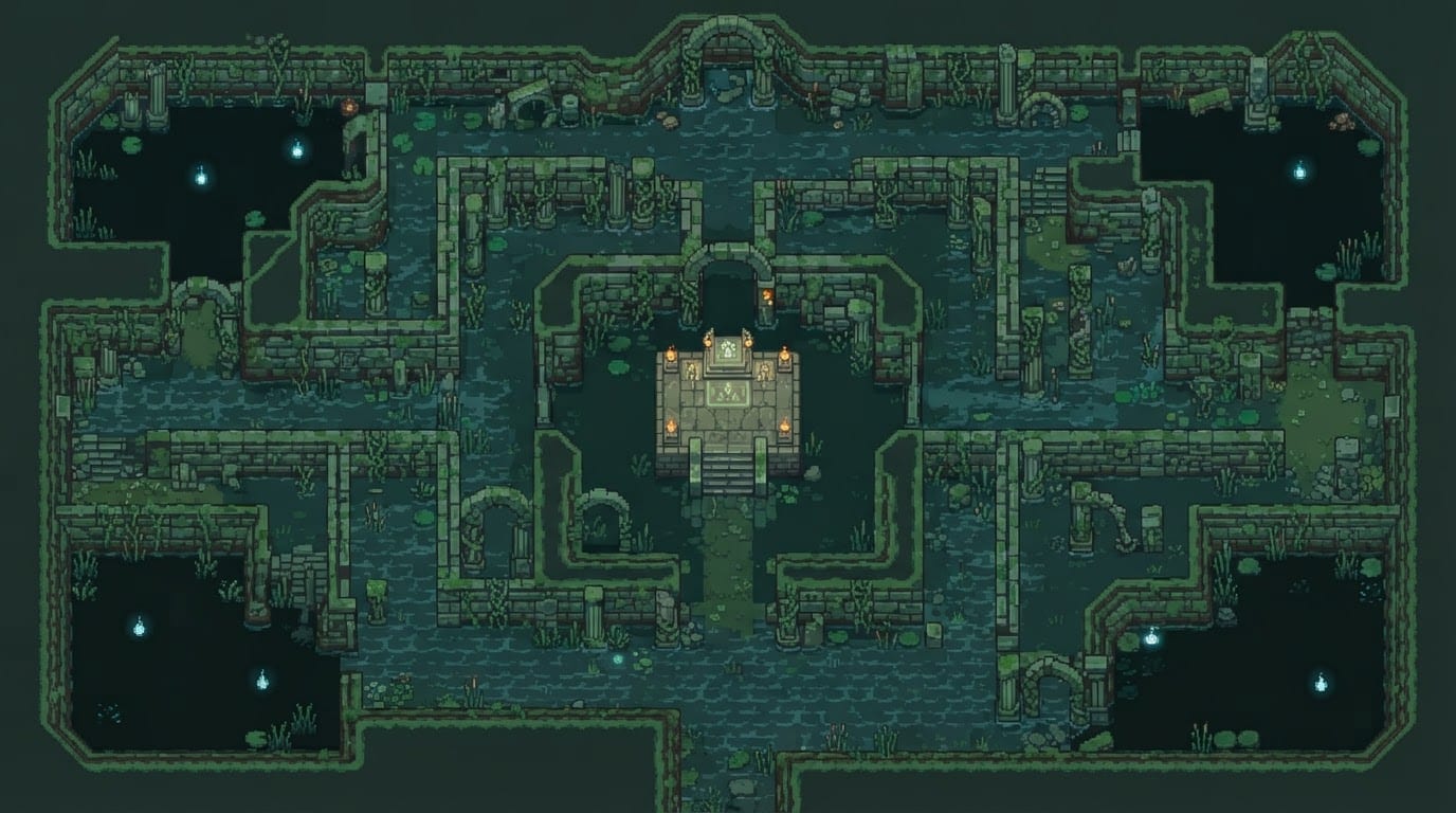 A crumbling swamp ruin