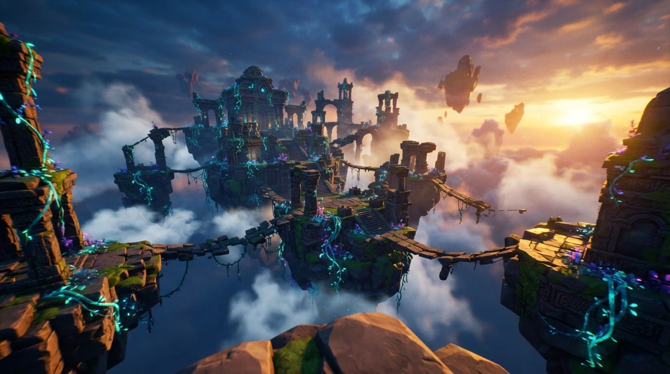 Floating sky temple ruins