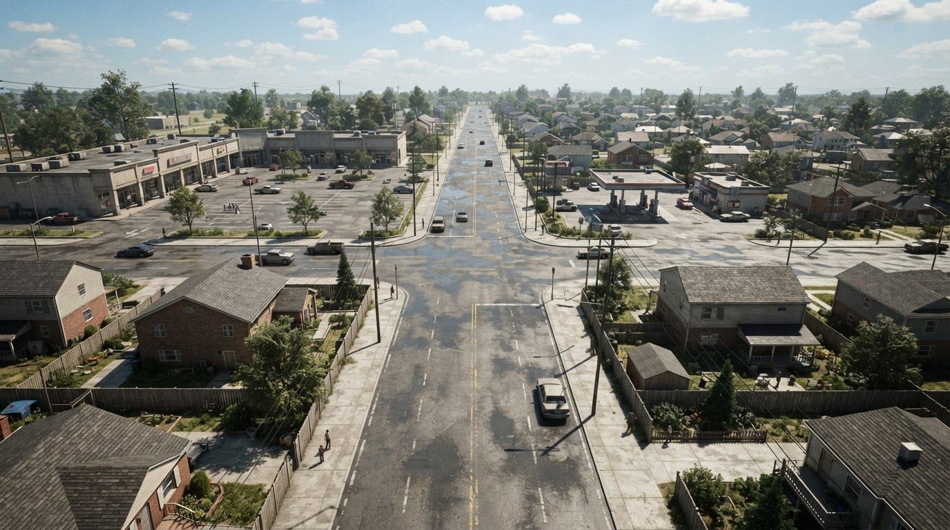 Sprawling suburban outskirts