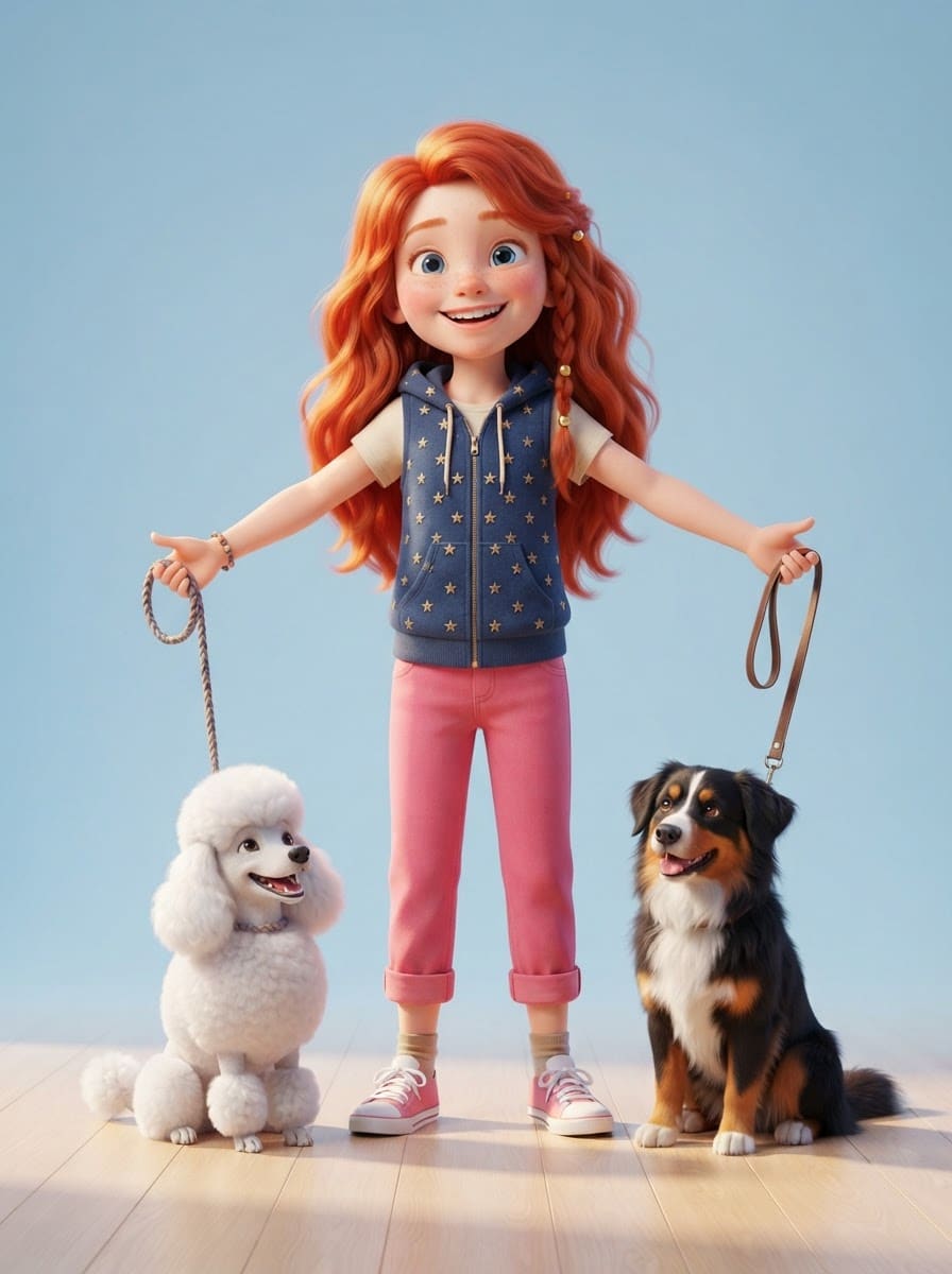 Azul, la niña con perros