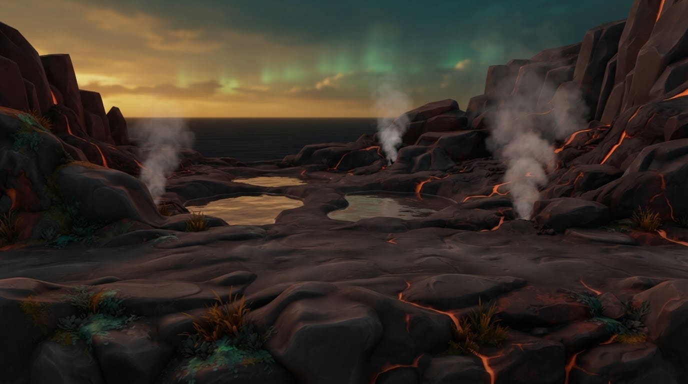 Bare volcanic shoreline
