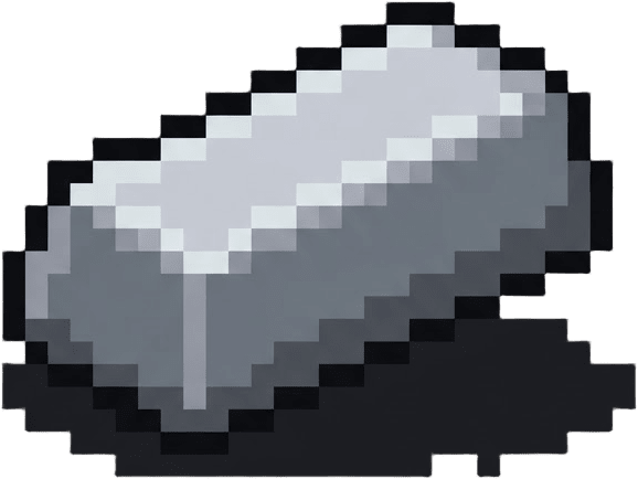 Image: Single pixel art game item icon: one iron ingot ba