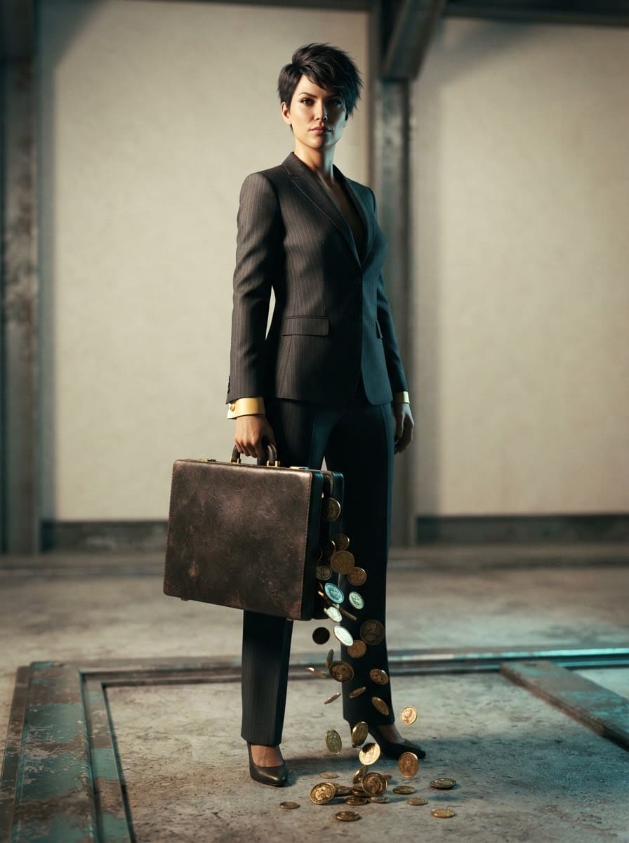 Sharp-suited investor woman