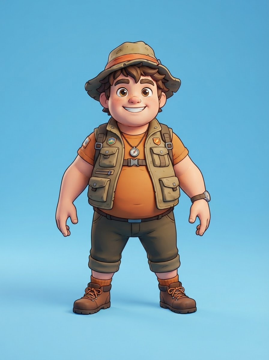 Stocky adventurer boy