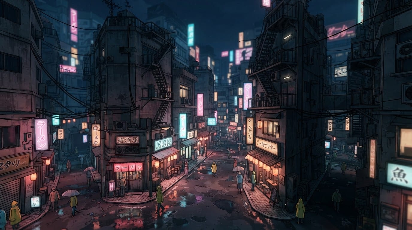 Distrito nocturno de neón