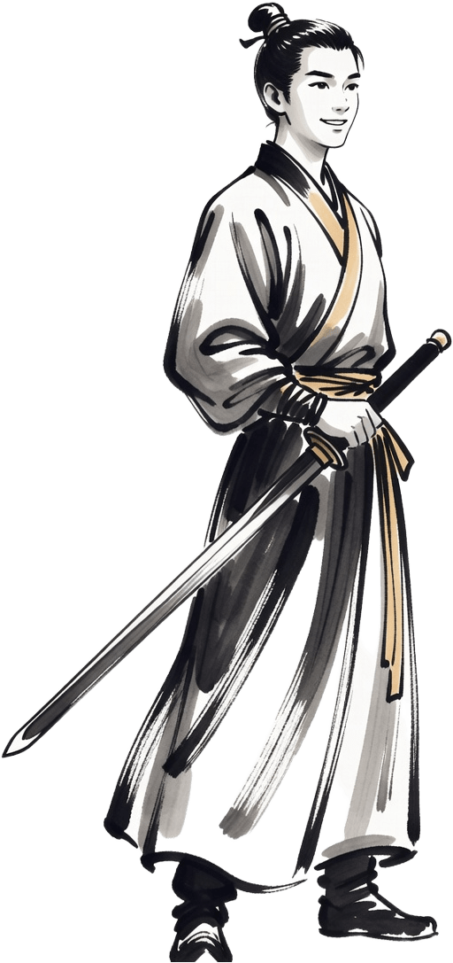 Ink Wash Swordsman Hero