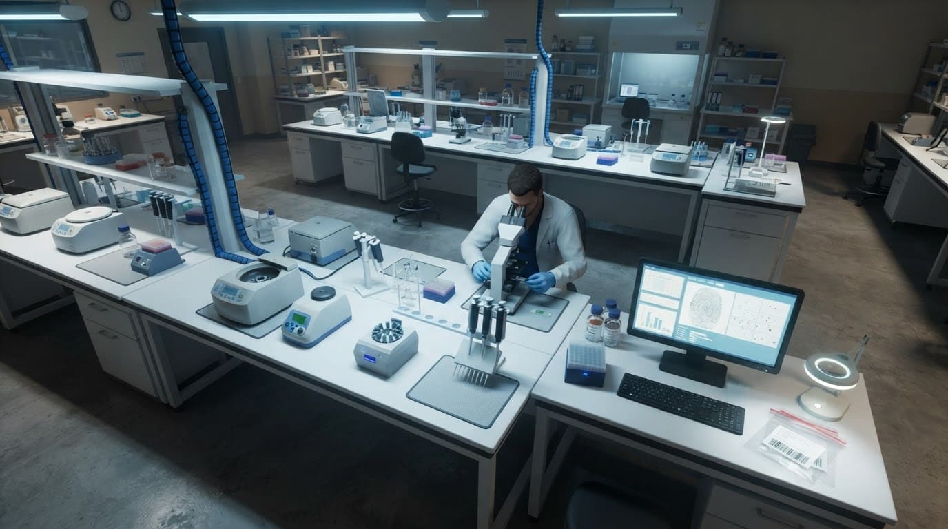Analyze evidence in the forensic lab